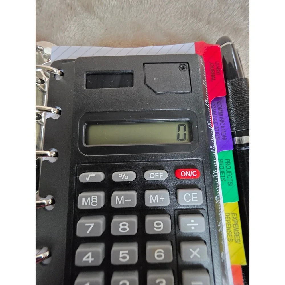 Magenta 6-Ring Binder Personal Organizer Planner with Calculator and Pen Black